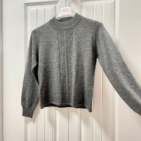 Vintage Camela Wool Knit Mockneck Sweater Grey- M - Picture 2 of 11